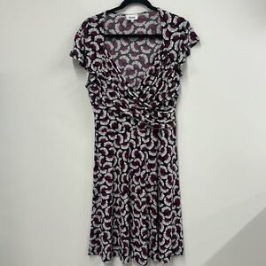 Leota Emma Knit Dress purple gray black midi wrap dress XL